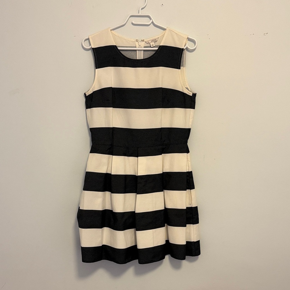 Striped Graphite and Cream Sleeveless Dress